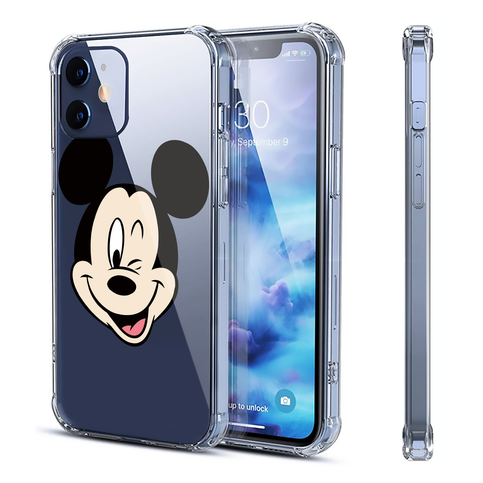 （画像用） ミッキーマウス Mickey Mouse 【iPhone 12シリーズ対応】透明スマホケース（クリアソフトケース）